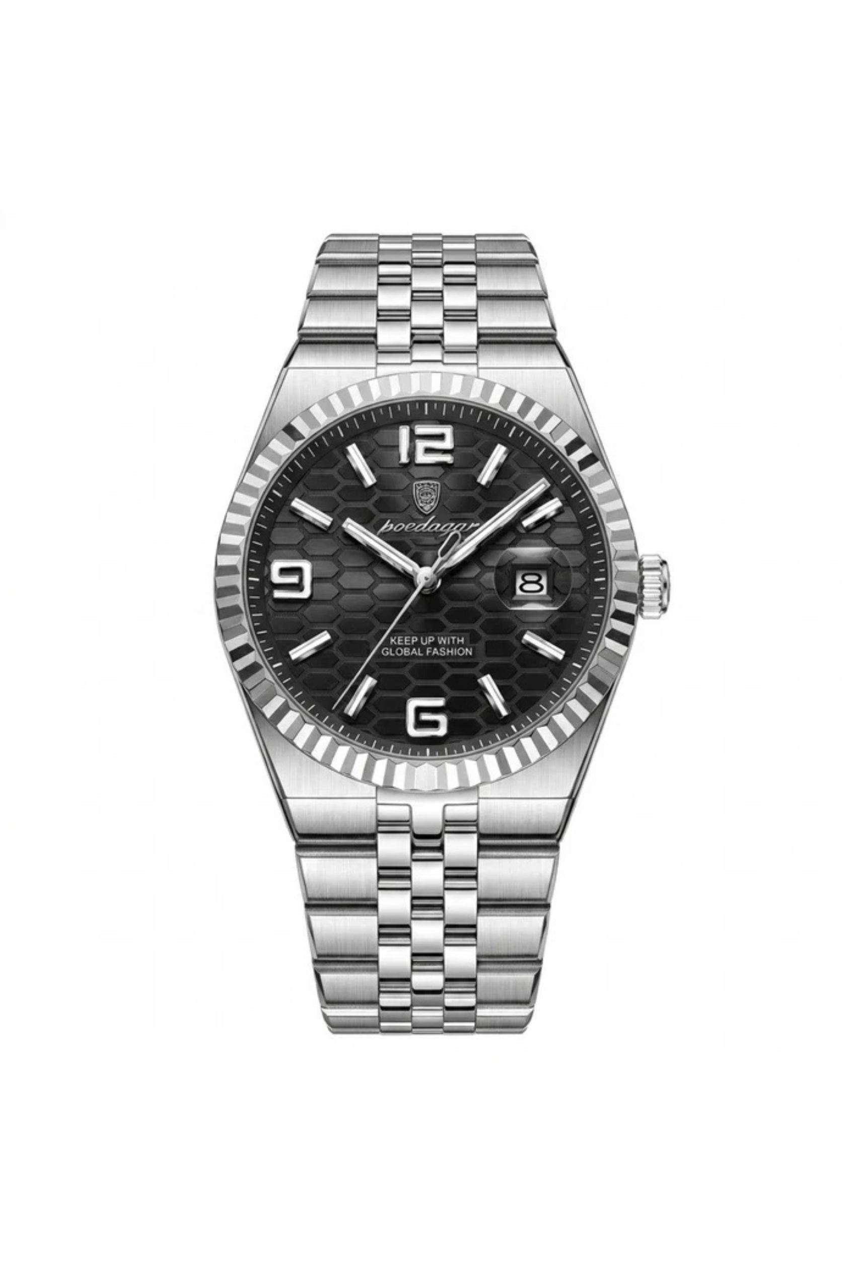 Men's Watch — The Sterling - Silver Strap | Black Dial | Silver Case - Rully Official