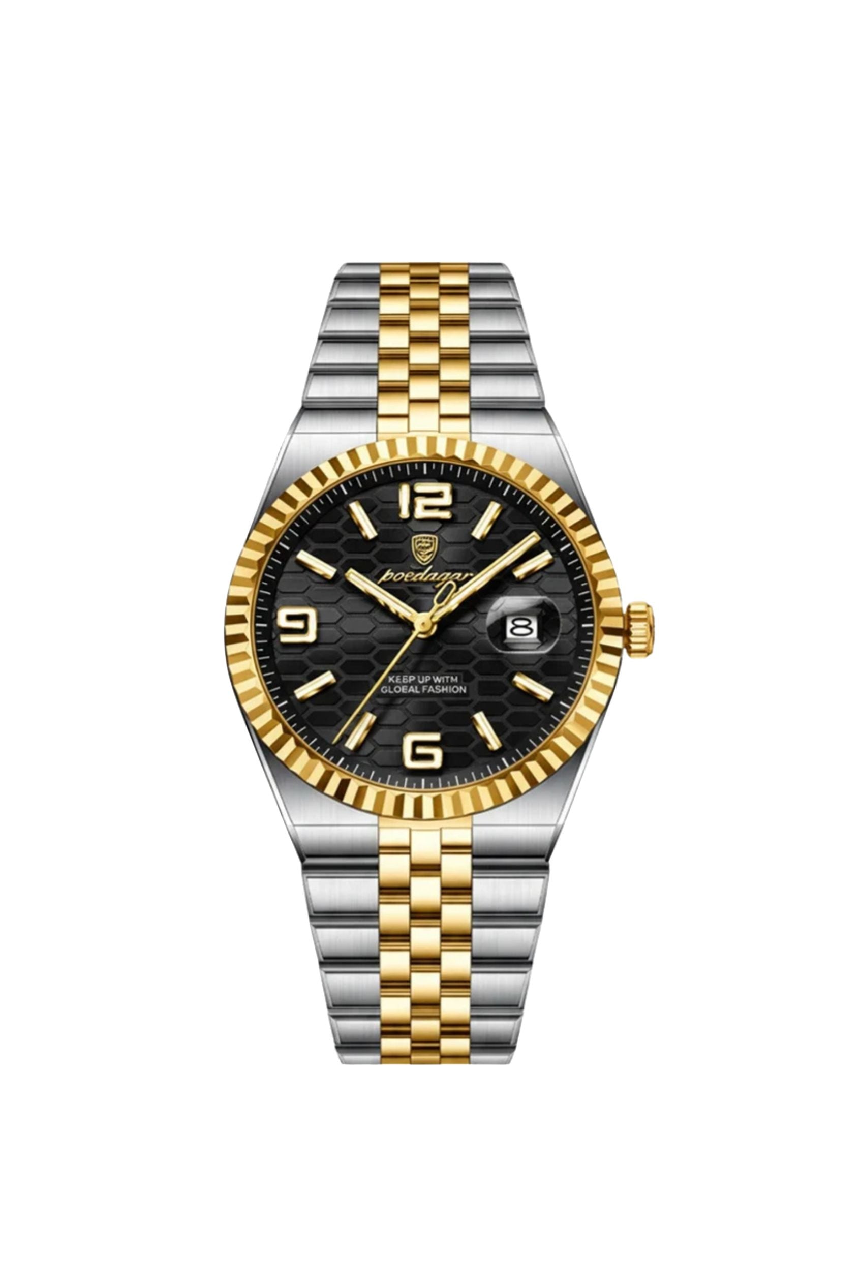 Men's Watch — The Sterling - Gold/Silver Strap | Black Dial | Gold/Silver Case - Rully Official