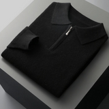 Men’s Merino Wool Long Sleeve Half Zip Polo