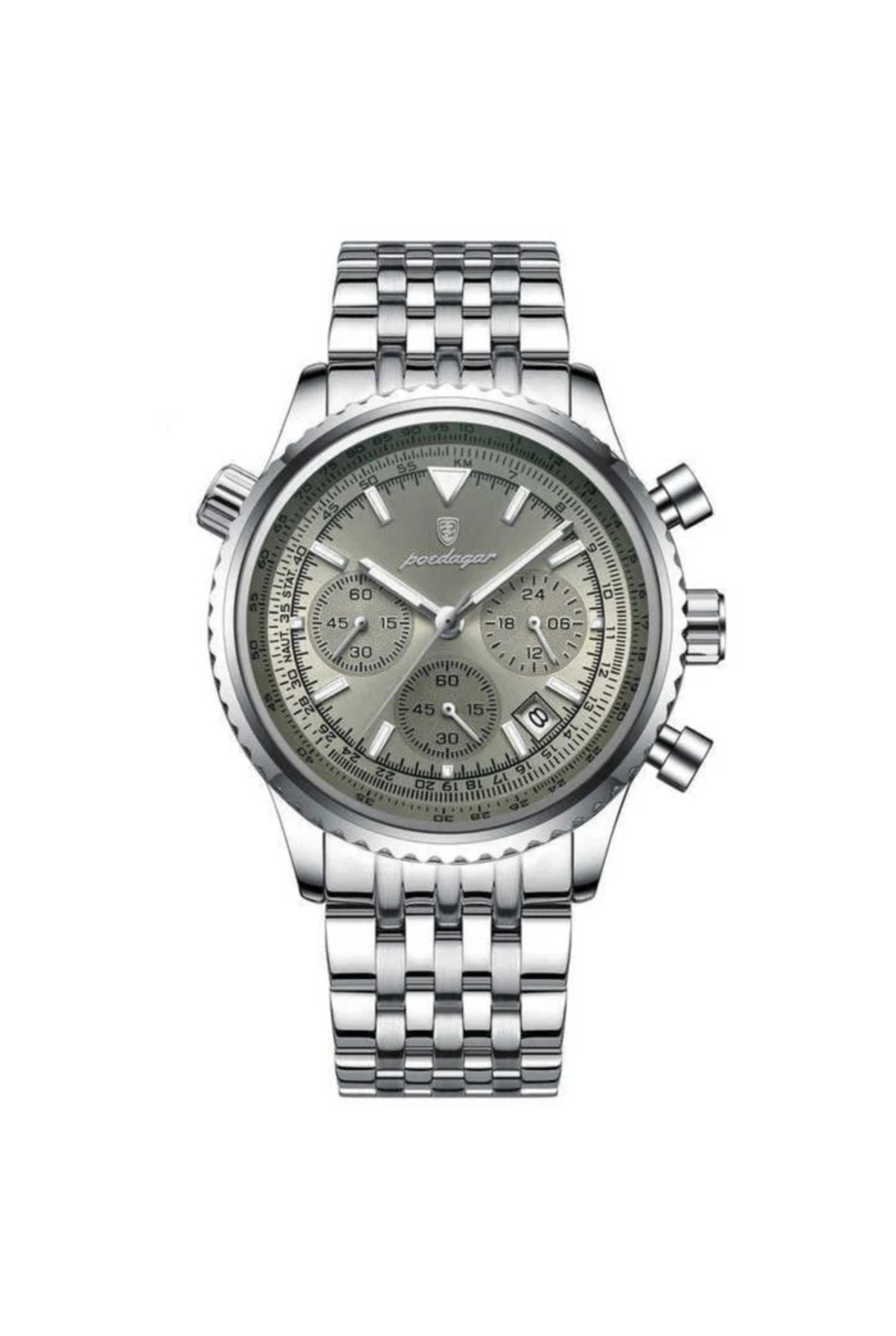 Men's Watch — The Meridian - Silver Strap | Sage Dial | Silver Case - Rully Official