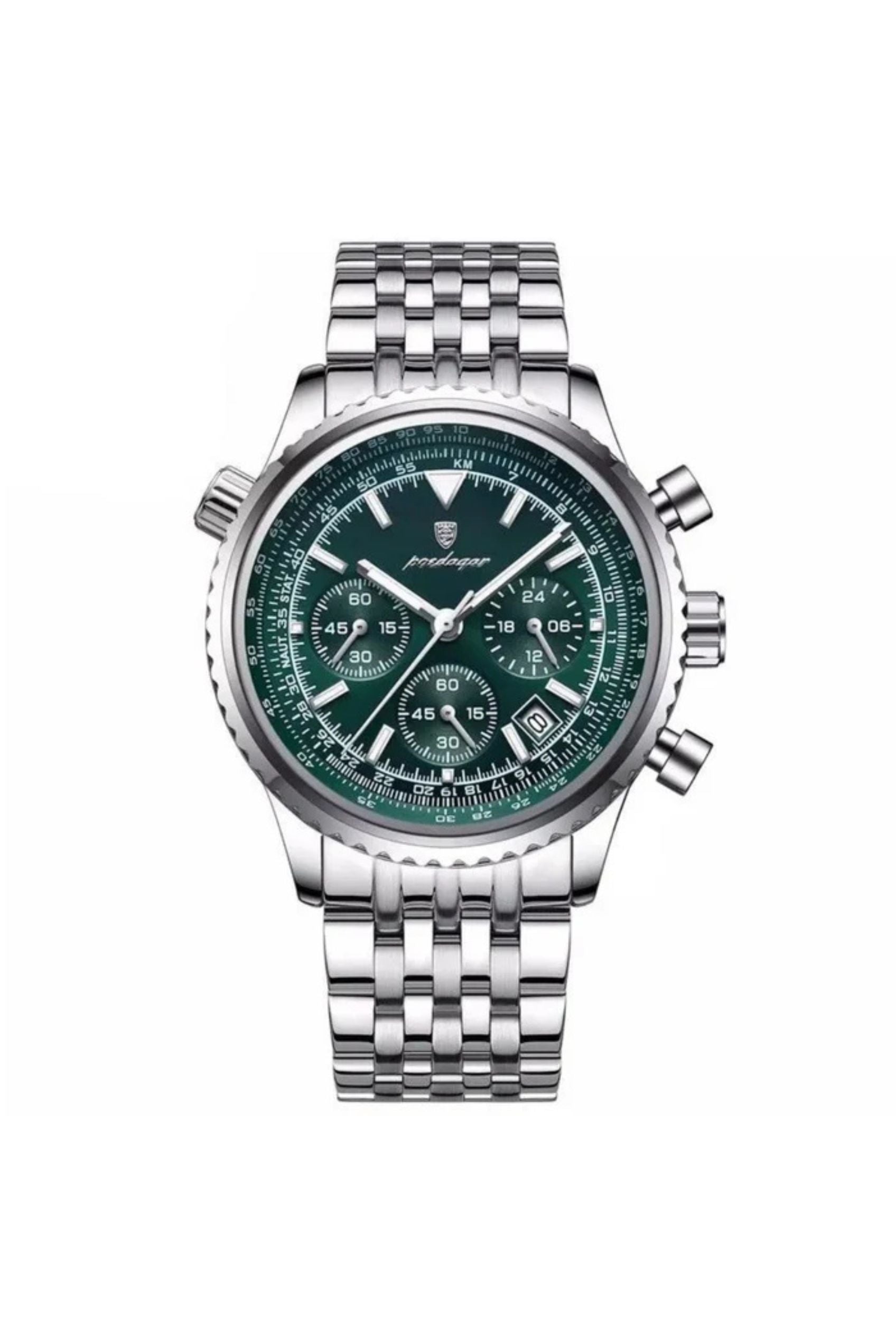 Men's Watch — The Meridian - Silver Strap | Dark Olive Dial | Silver Case - Rully Official