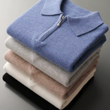 Men’s Merino Wool Long Sleeve Half Zip Polo