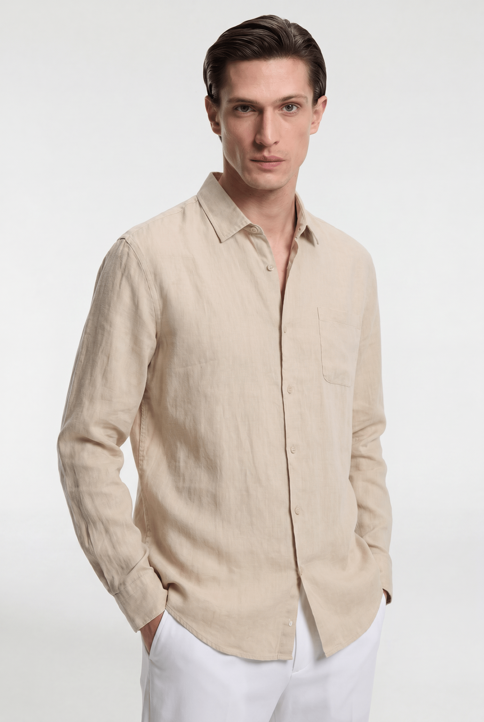 Men’s Lightweight Linen Shirt - Beige - Rully Official