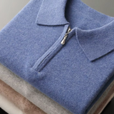 Men’s Merino Wool Long Sleeve Half Zip Polo