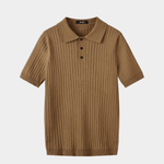 Men’s Ribbed Knit Polo Shirt - Brown - Rully Official