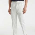 Men’s Linen Drawstring Trousers - White - Rully Official