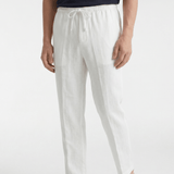 Men’s Linen Drawstring Trousers - White - Rully Official
