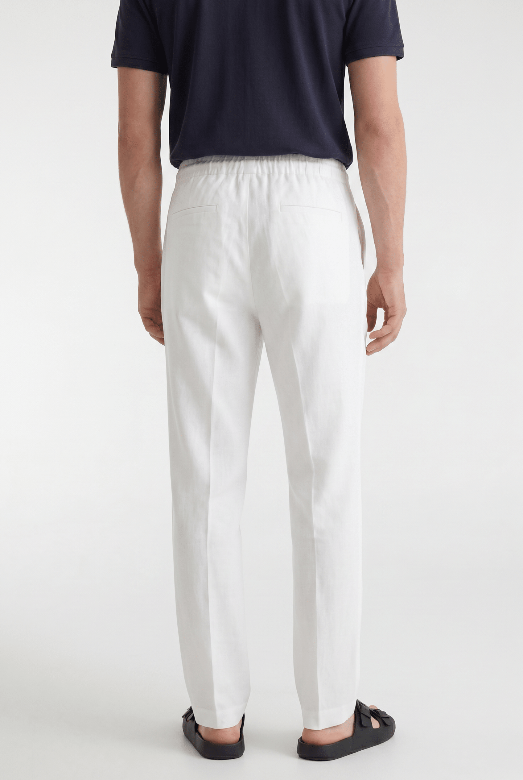 Men’s Linen Drawstring Trousers - White - Rully Official