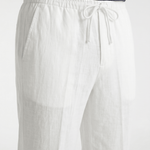 Men’s Linen Drawstring Trousers - White - Rully Official