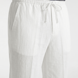 Men’s Linen Drawstring Trousers - White - Rully Official