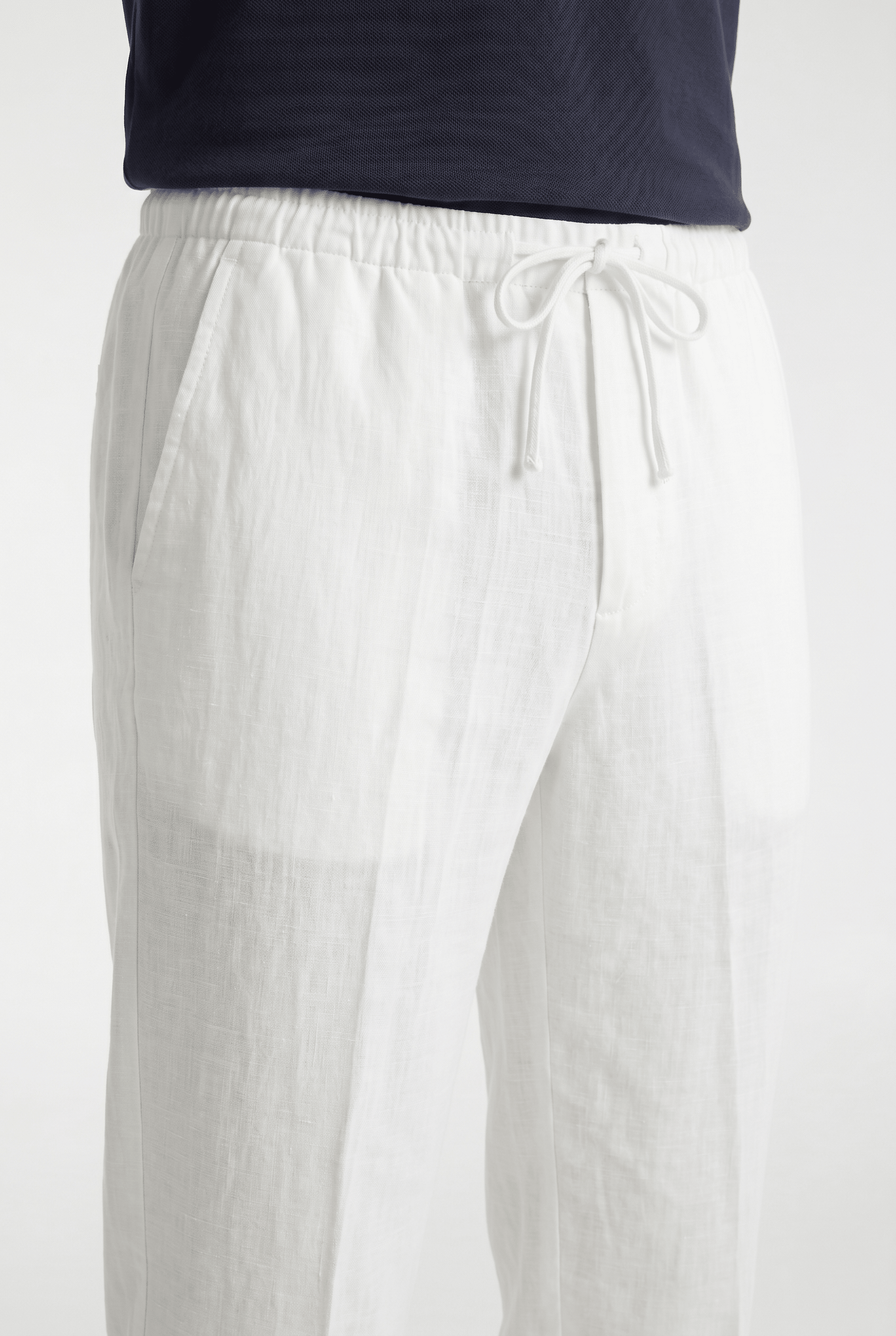 Men’s Linen Drawstring Trousers - White - Rully Official