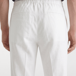 Men’s Linen Drawstring Trousers - White - Rully Official