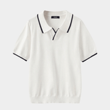 Men's Contrast Trim Knit Polo - White - Rully Official