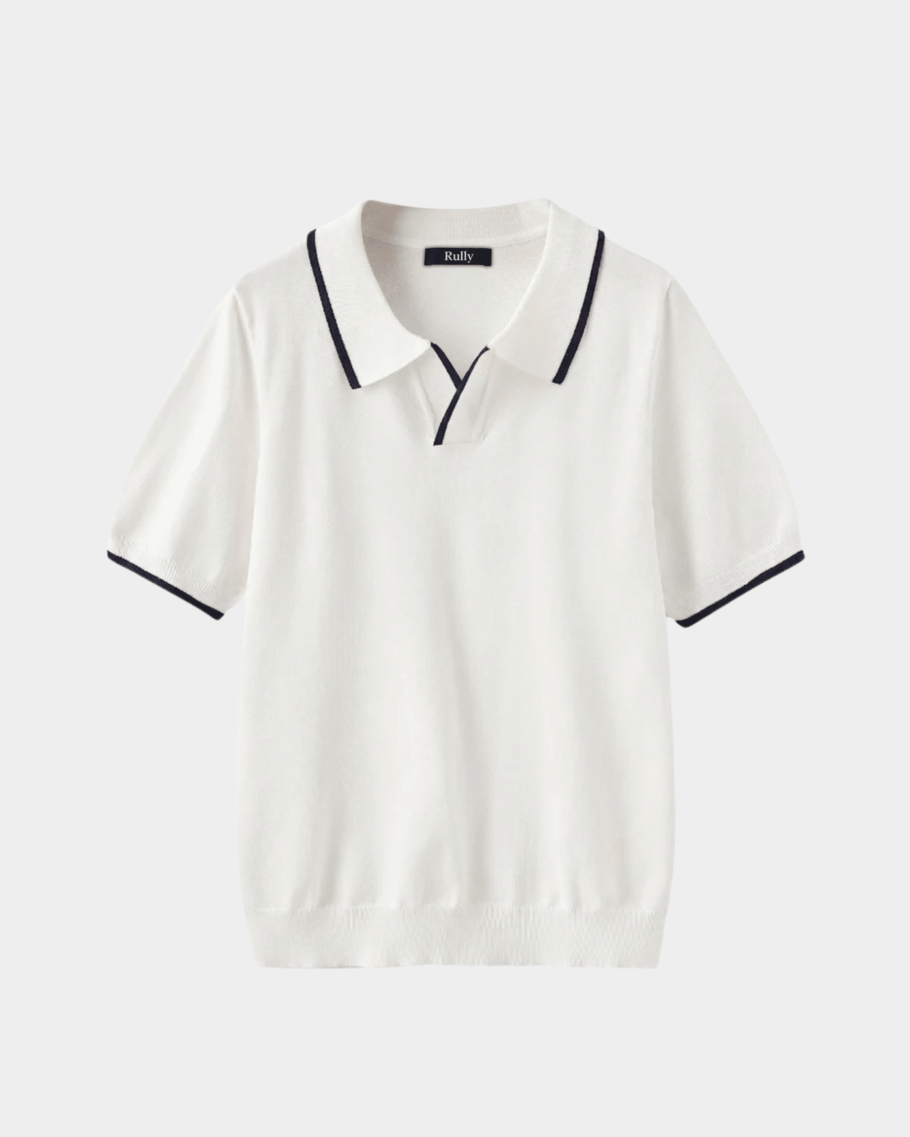 Men's Contrast Trim Knit Polo - White - Rully Official