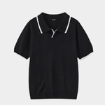 Men's Contrast Trim Knit Polo - Black - Rully Official