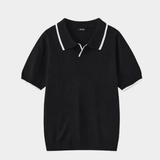 Men's Contrast Trim Knit Polo - Black - Rully Official