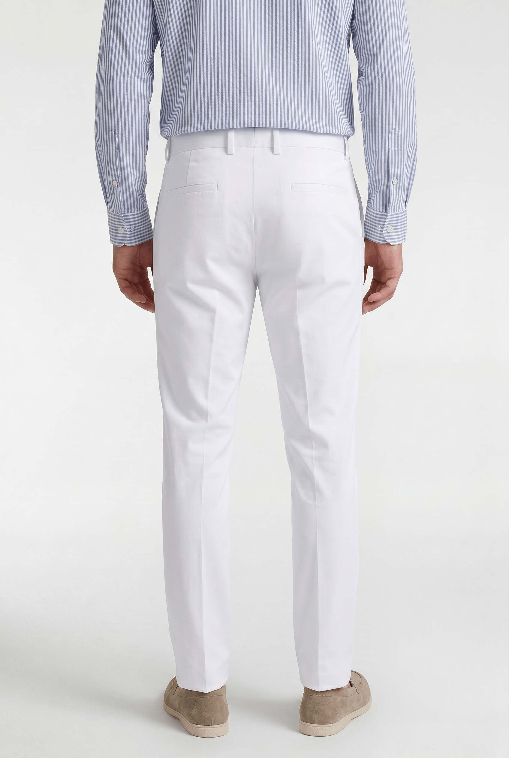 Men’s Pleated Tailored Trousers - White - Rully Official