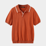 Men's Contrast Trim Knit Polo - Orange - Rully Official