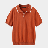 Men's Contrast Trim Knit Polo - Orange - Rully Official