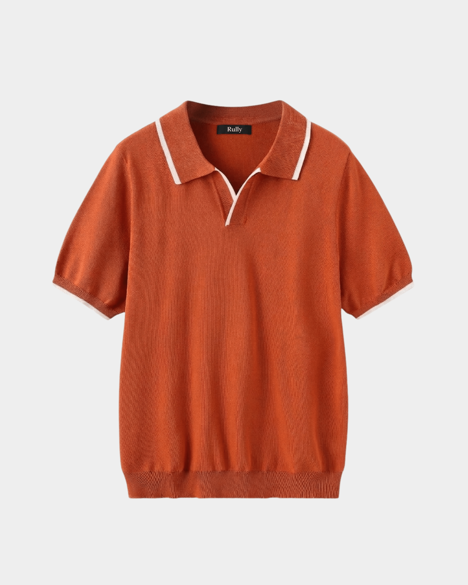 Men's Contrast Trim Knit Polo - Orange - Rully Official