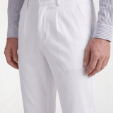 Men’s Pleated Tailored Trousers - White - Rully Official