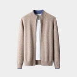 Men's Extra-Fine Merino Wool Two-Tone Zip Cardigan