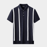 Men's Bold Stripe Knit Polo Shirt - Navy/White - Rully Official