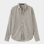 Men’s Striped Cotton Shirt - Dark Olive/White - Rully Official