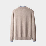Men's Extra-Fine Merino Wool Two-Tone Zip Cardigan