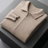 Men's Extra-Fine Merino Wool Zip Polo Cardigan