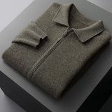 Men's Extra-Fine Merino Wool Zip Polo Cardigan