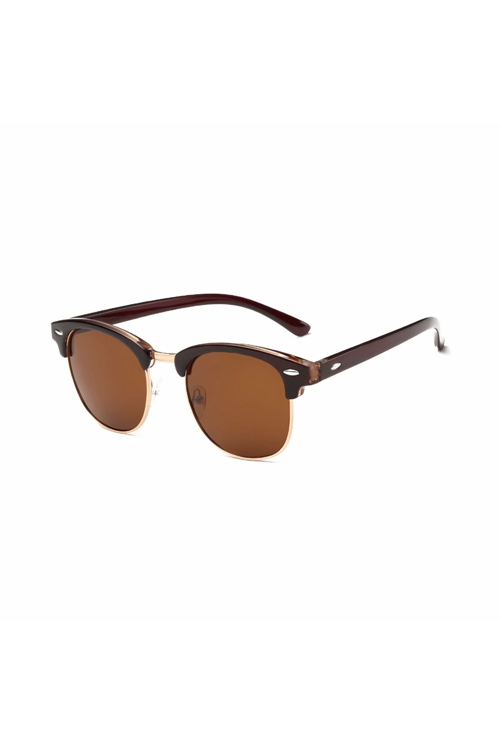 Men’s Sunglasses — Montpellier - Burgundy Frame | Gold Lower Rim | Brown Lens - Rully Official