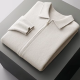 Men's Extra-Fine Merino Wool Zip Polo Cardigan