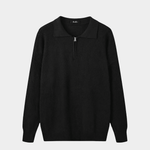 Men’s Half-Zip Knit Polo Jumper - Black - Rully Official