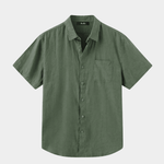Men’s Short Sleeve Linen Shirt - Olive - Rully Official