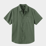 Men’s Short Sleeve Linen Shirt - Olive - Rully Official