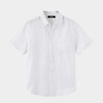 Men’s Short Sleeve Linen Shirt - White - Rully Official