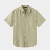 Men’s Short Sleeve Linen Shirt - Mint Green - Rully Official
