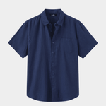 Men’s Short Sleeve Linen Shirt - Navy - Rully Official