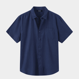 Men’s Short Sleeve Linen Shirt - Navy - Rully Official
