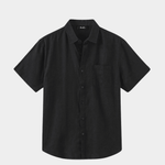 Men’s Short Sleeve Linen Shirt - Black - Rully Official