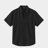 Men’s Short Sleeve Linen Shirt - Black - Rully Official