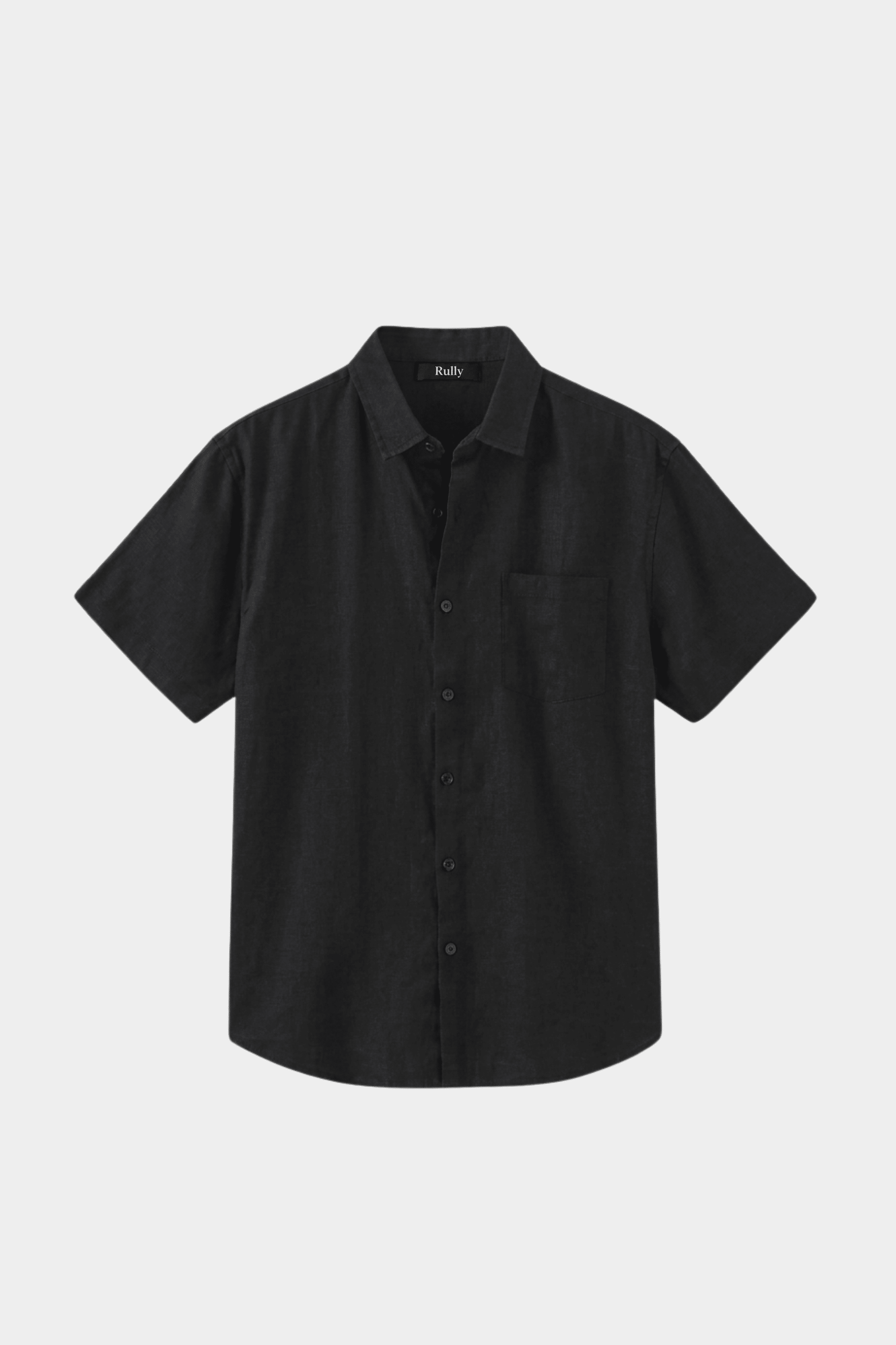 Men’s Short Sleeve Linen Shirt - Black - Rully Official