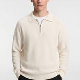 Men’s Half-Zip Knit Polo Jumper - Cream - Rully Official