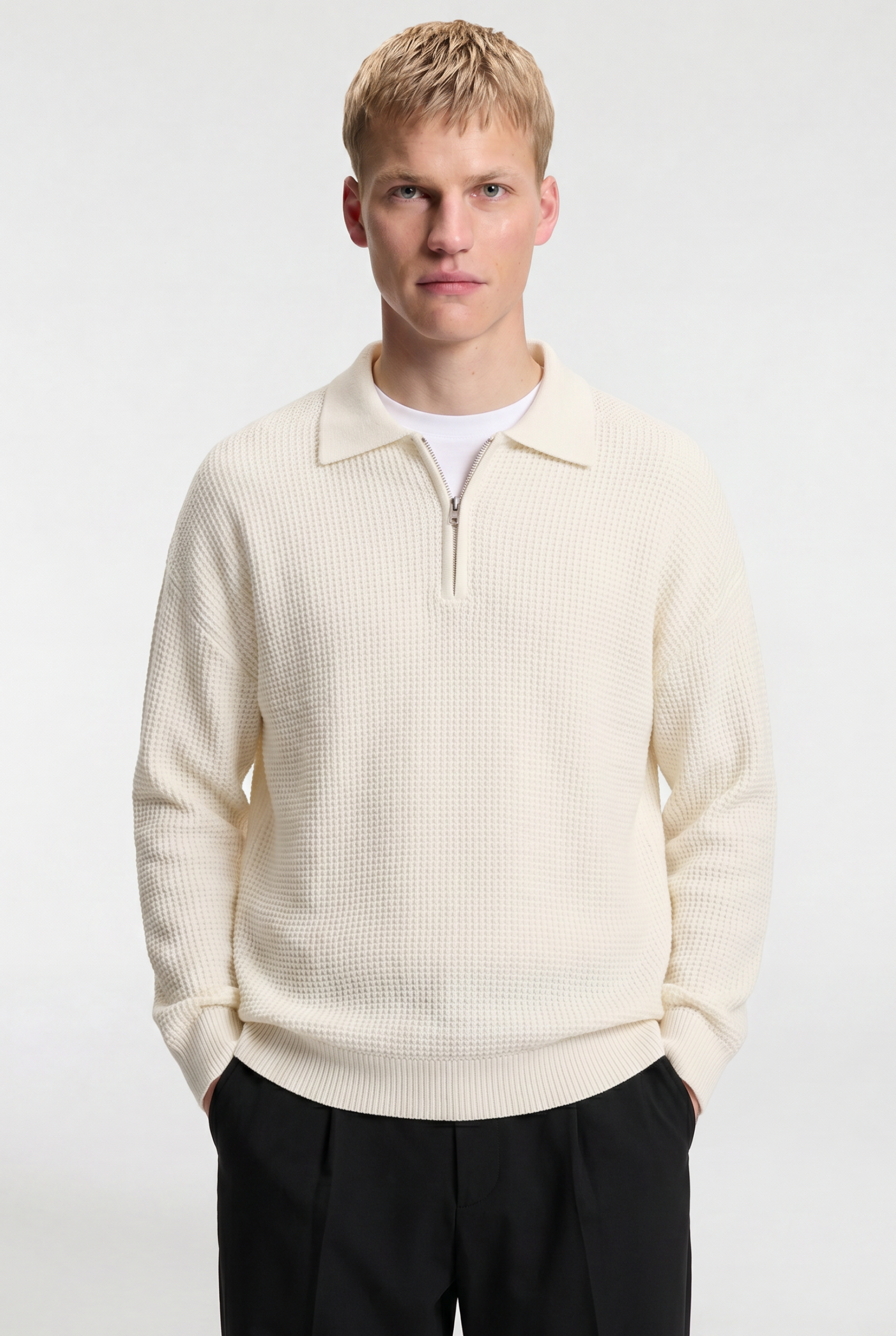 Men’s Half-Zip Knit Polo Jumper