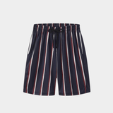 Men's Striped Swim Shorts - Navy / Burgundy - Rully Official