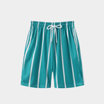 Men's Striped Swim Shorts - Teal / White - Rully Official