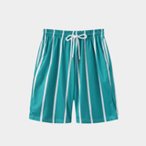 Men's Striped Swim Shorts - Teal / White - Rully Official