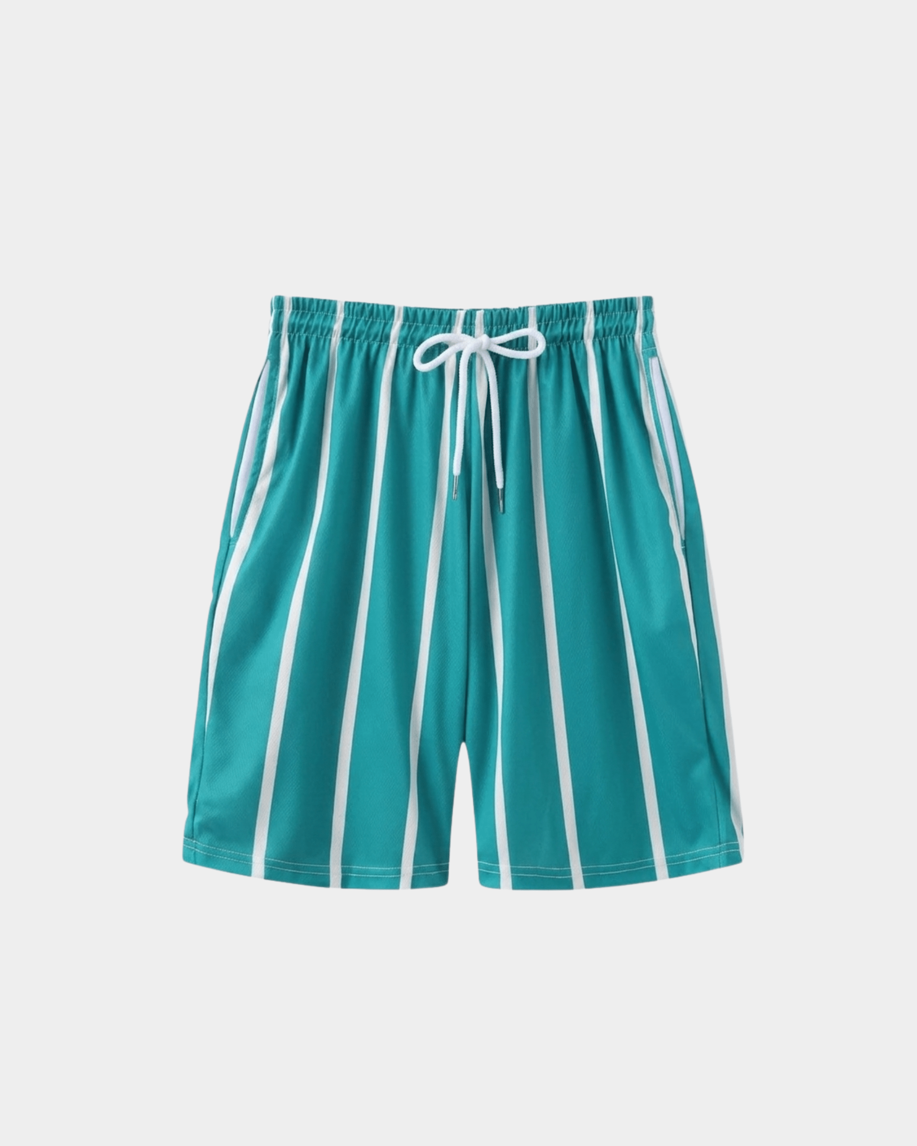 Men's Striped Swim Shorts - Teal / White - Rully Official