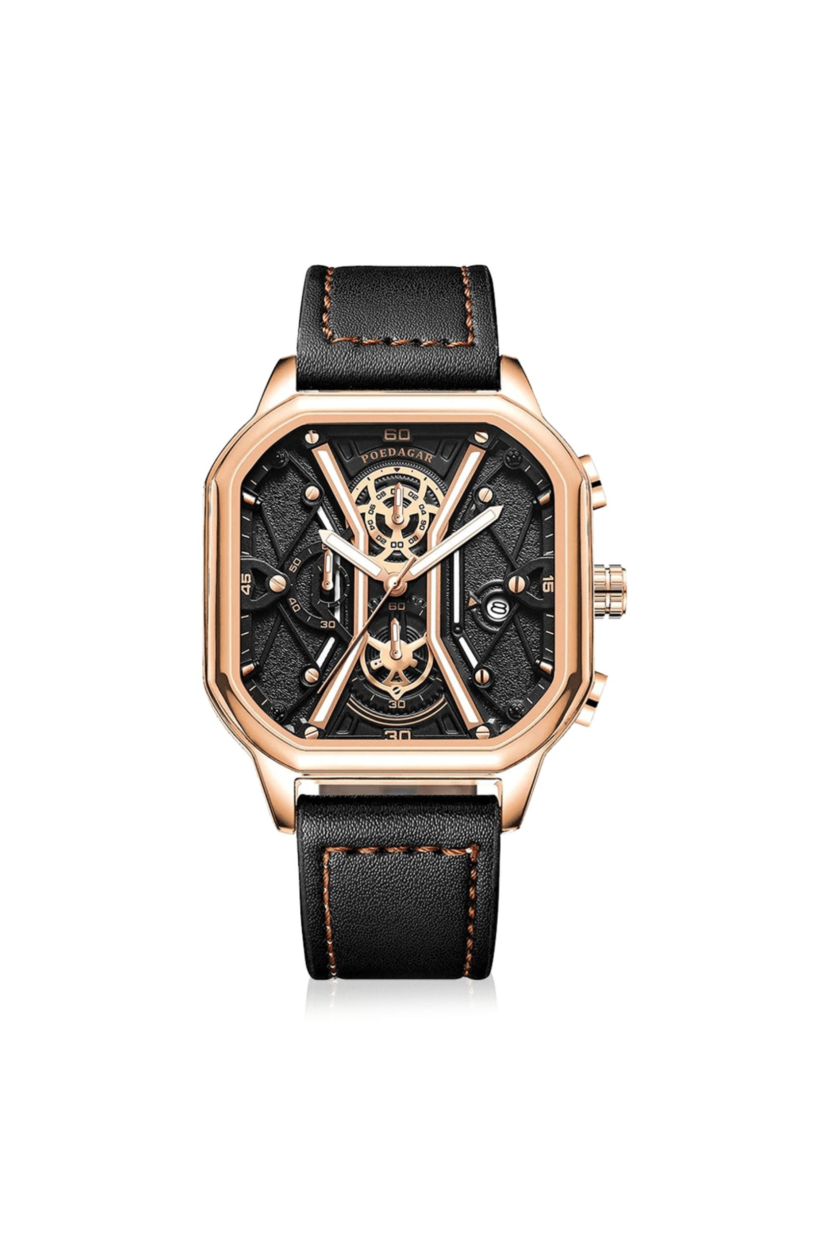 Men’s Watch — Modern Crafter - Black Strap | Gold Accents | Gold Case - Rully Official